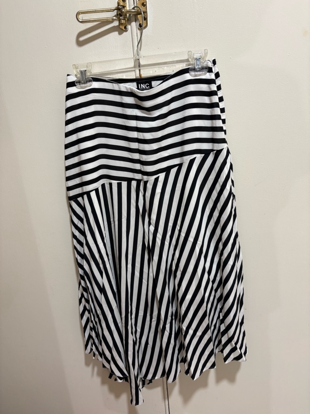 INC International Concepts Black and White Striped Midi Skirt